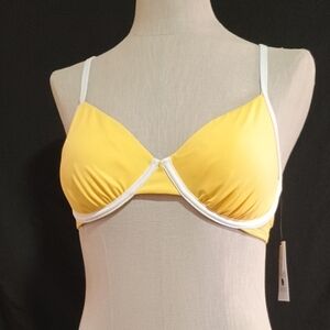 Shade & Shore Yellow and White Triangle Bikini top